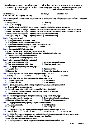 Đề kiểm tra học kỳ 2 môn Công nghệ Lớp 11 (Mã đề thi 404) - Năm học 2018-2019 - Trường THPT Trần Quang Diệu